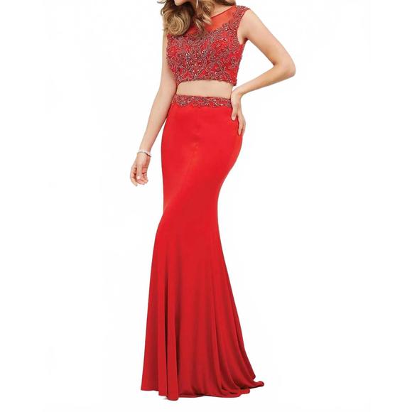 NEW JOVANI two-piece jersey dress in red
